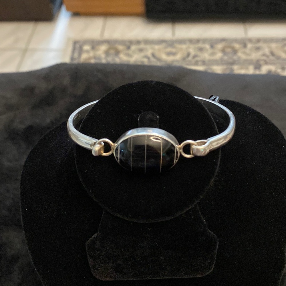 Taxco Sterling Silver Onyx Bracelet